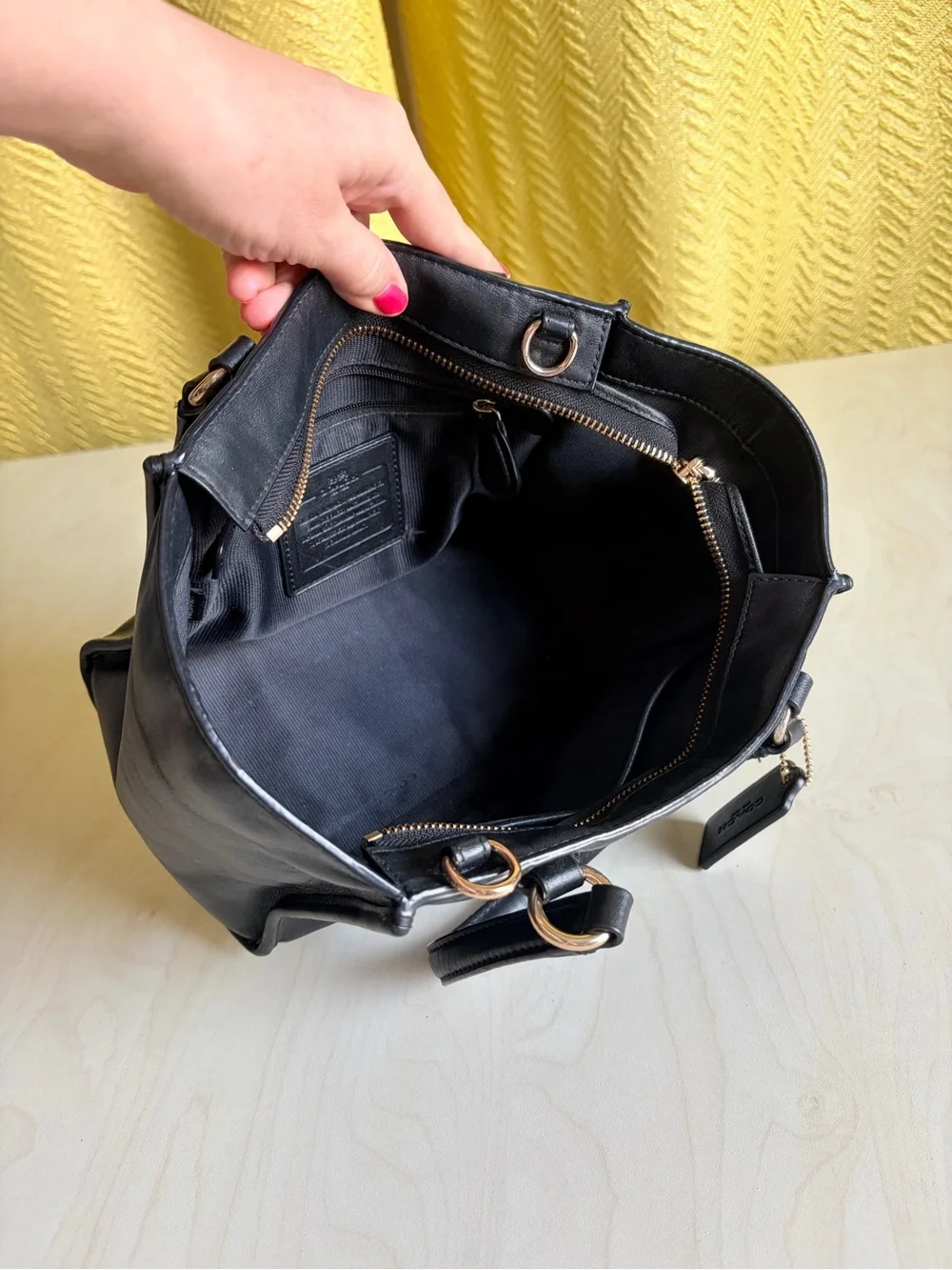 Coach Black Leather Mini Carryall Tote with Gold Toned Hardware
